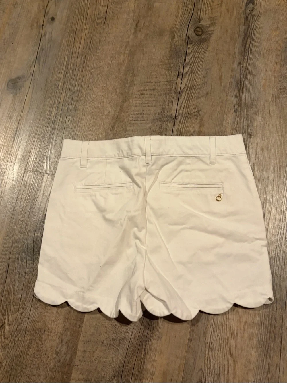 Girls White Scallop Hem Cotton Shorts Crown & Ivy size 12